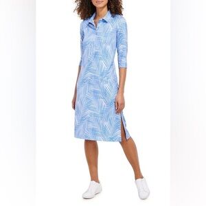 NWT Vineyard Vines SANKATY MIDI Blue/White MARGO SHIRTDRESS Calm Water XXS
